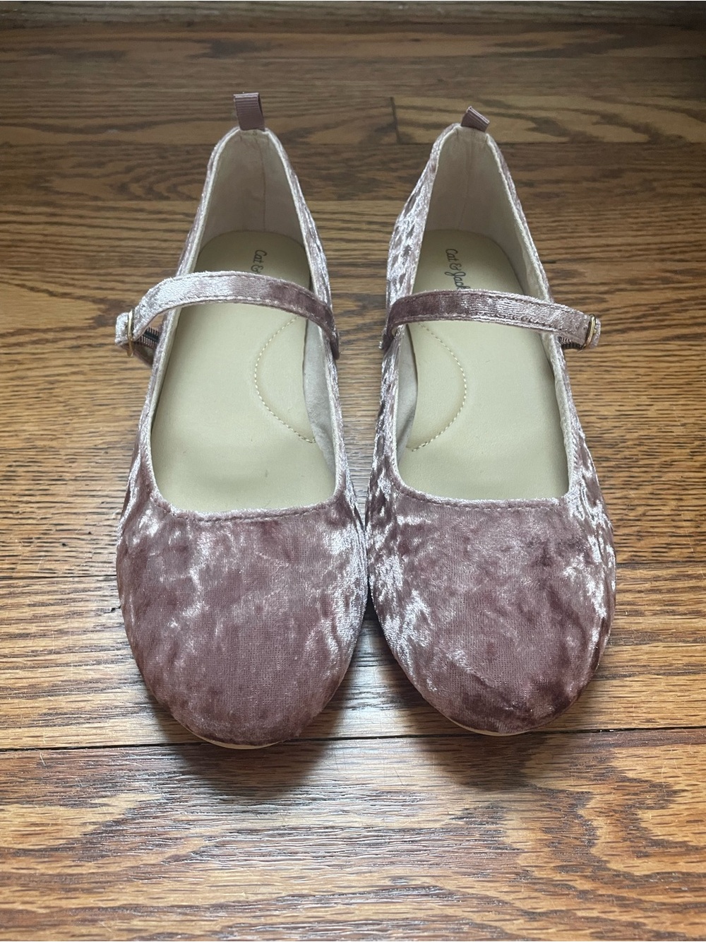 Target Velvet Mary Jane Flats in Dusky Pink